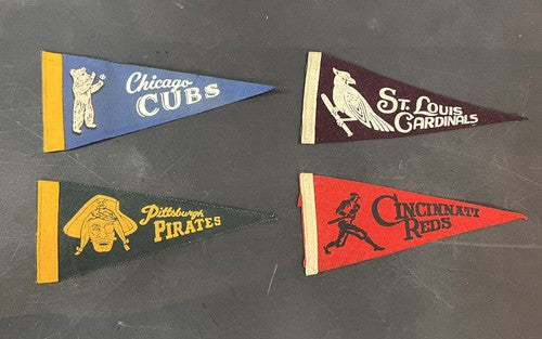 Official 1965 MLB Baseball 10 Mini Pennant Set NL Mets Cubs Braves Vintage MINT