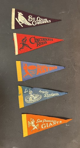 Official 1965 MLB Baseball 10 Mini Pennant Set NL Mets Cubs Braves Vintage MINT