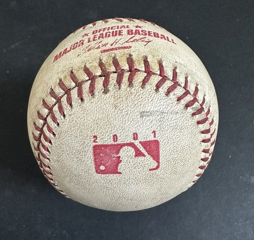Albert Pujols 1st Hit & Game Used 2001 Logo Baseball Rookie Cardinals Auto MLB