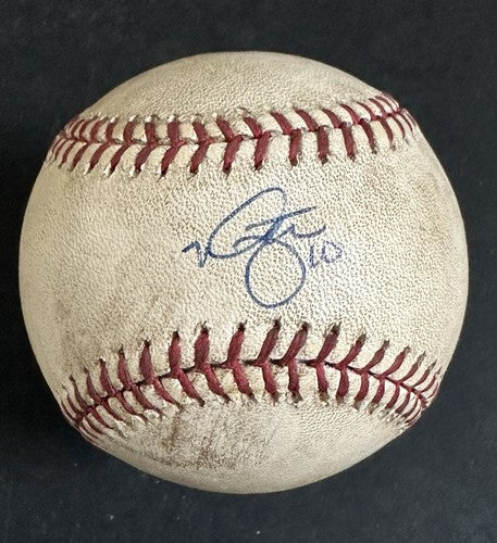 Albert Pujols 1st Hit & Game Used 2001 Logo Baseball Rookie Cardinals Auto MLB