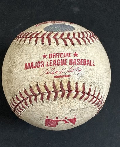 Albert Pujols 1st Hit & Game Used 2001 Logo Baseball Rookie Cardinals Auto MLB