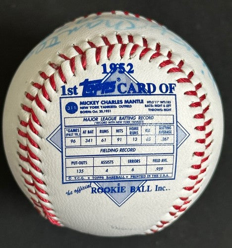 Mickey Mantle Signed Topps 1952 Rookie Ball Baseball Hof 1974 Auto Yankees Psa