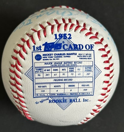 Mickey Mantle Signed Topps 1952 Rookie Ball Baseball Hof 1974 Auto Yankees Psa