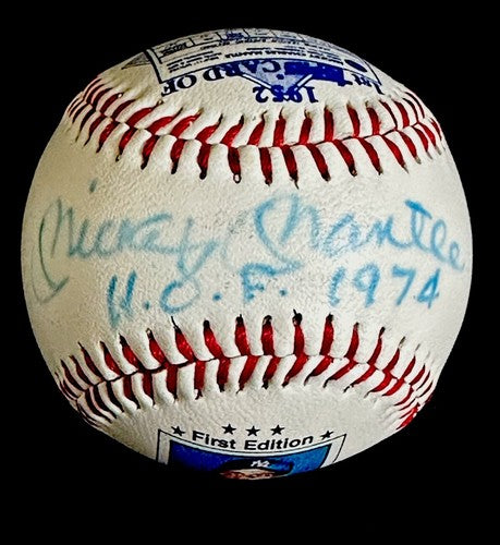 Mickey Mantle Signed Topps 1952 Rookie Ball Baseball Hof 1974 Auto Yankees Psa