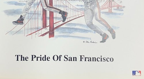 Willie Mays Barry Bonds Bobby Signed 28x20 SF Giants Litho Photo Auto Cbm Coa