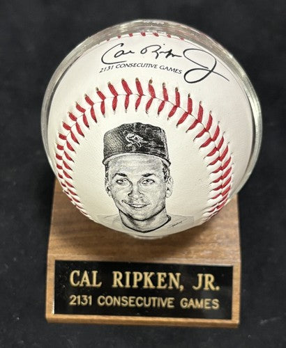 Cal Ripken Jr Ironman Consecutive Games Stat Photo Baseball W/Case Orioles HOF