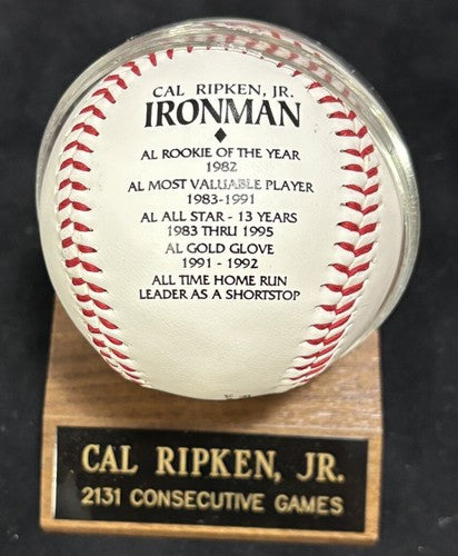 Cal Ripken Jr Ironman Consecutive Games Stat Photo Baseball W/Case Orioles HOF