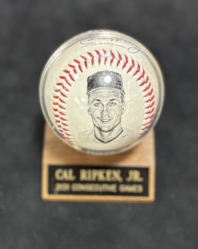 Cal Ripken Jr Ironman Consecutive Games Stat Photo Baseball W/Case Orioles HOF