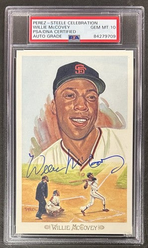 Willie McCovey Signed Perez-Steele Celebration Post Card PSA 10 Auto Gem Giants