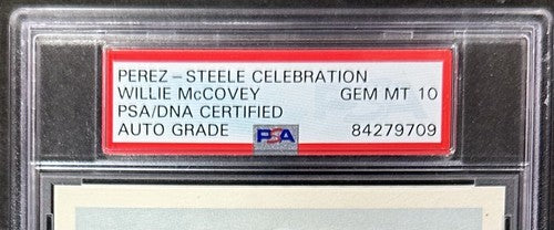 Willie McCovey Signed Perez-Steele Celebration Post Card PSA 10 Auto Gem Giants