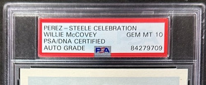 Willie McCovey Signed Perez-Steele Celebration Post Card PSA 10 Auto Gem Giants