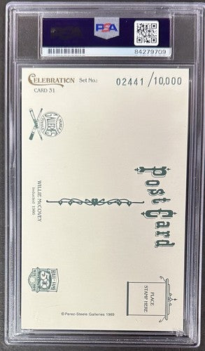 Willie McCovey Signed Perez-Steele Celebration Post Card PSA 10 Auto Gem Giants