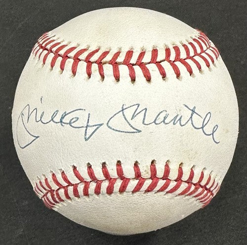 Mickey Mantle Signed Official AL Baseball NY Yankees Bold Auto PSA LOA HOF mvp