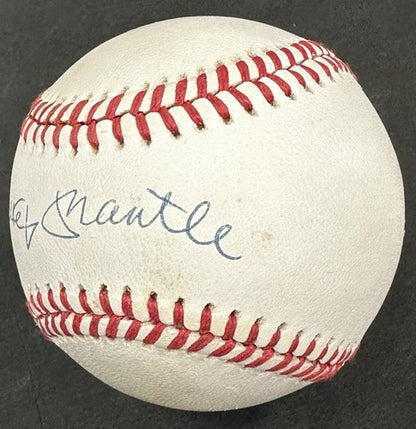Mickey Mantle Signed Official AL Baseball NY Yankees Bold Auto PSA LOA HOF mvp