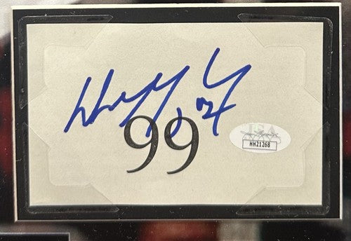 Wayne Gretzky Signed 3D Framed Stanley Cup Rings Photo Oilers Cut Auto JSA HOF