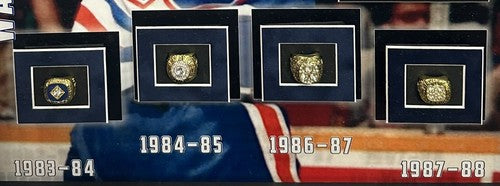 Wayne Gretzky Signed 3D Framed Stanley Cup Rings Photo Oilers Cut Auto JSA HOF