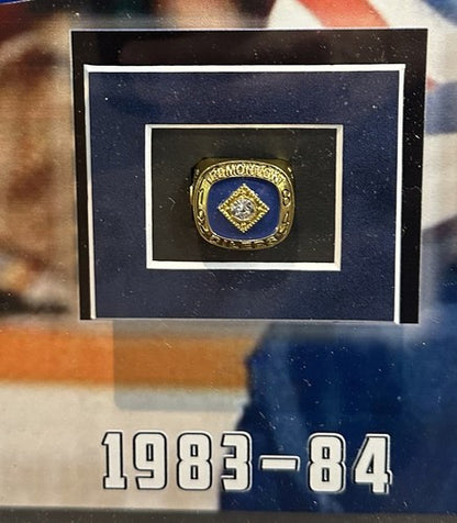 Wayne Gretzky Signed 3D Framed Stanley Cup Rings Photo Oilers Cut Auto JSA HOF