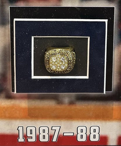 Wayne Gretzky Signed 3D Framed Stanley Cup Rings Photo Oilers Cut Auto JSA HOF