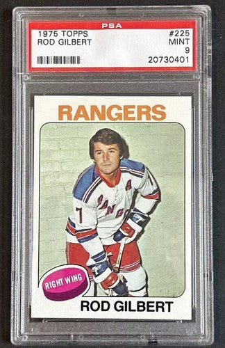 1975 Topps #225 Rod Gilbert Ny Rangers Hof Psa 9 Mint Low Pop Centered Beauty
