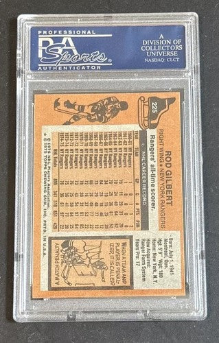 1975 Topps #225 Rod Gilbert Ny Rangers Hof Psa 9 Mint Low Pop Centered Beauty