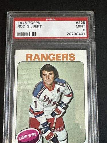 1975 Topps #225 Rod Gilbert Ny Rangers Hof Psa 9 Mint Low Pop Centered Beauty