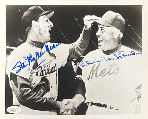 Stan Musial Duke Snider Signed 8x10 Framed Photo Cardinals Full Name Auto JSA