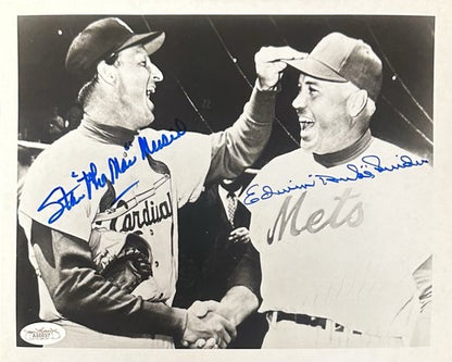 Stan Musial Duke Snider Signed 8x10 Framed Photo Cardinals Full Name Auto JSA
