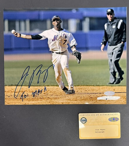 Jose Reyes Signed 8x10 Photo in Action NY Mets To Mark Autograph Steiner COA