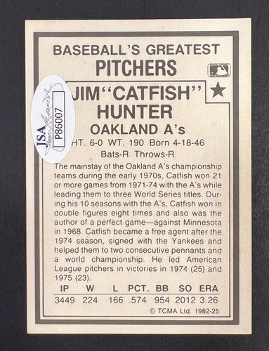 Jim Catfish Hunter Signed Baseball's Greatest Auto NY Yankees Mint HoF JSA COA