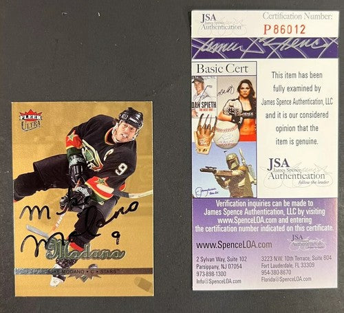 Mike Modano Signed 2005 / 06 Fleer Ultra Gold North Stars Bold Auto HoF JSA COA