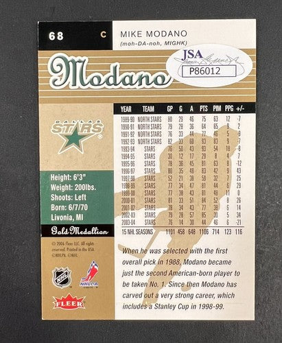 Mike Modano Signed 2005 / 06 Fleer Ultra Gold North Stars Bold Auto HoF JSA COA