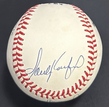 Sandy Koufax Nolan Ryan Bob Feller Signed NL Baseball No Hitter Auto PSA LOA HOF