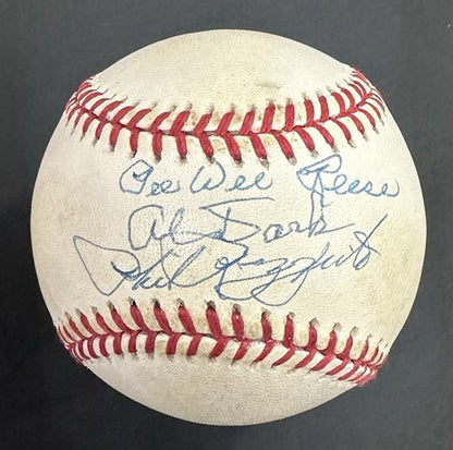 Pee Wee Reese Phil Rizzuto Al Dark Signed NL Baseball NY Shortstops Auto PSA HOF