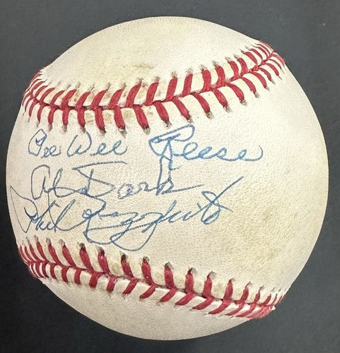 Pee Wee Reese Phil Rizzuto Al Dark Signed NL Baseball NY Shortstops Auto PSA HOF