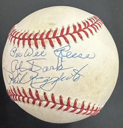 Pee Wee Reese Phil Rizzuto Al Dark Signed NL Baseball NY Shortstops Auto PSA HOF