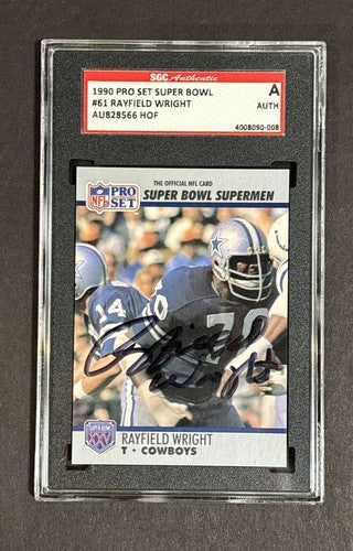 Rayfield Wright 1990 Pro Set Super Bowl #61 Cowboys Mint Auto SGC Authentic HOF