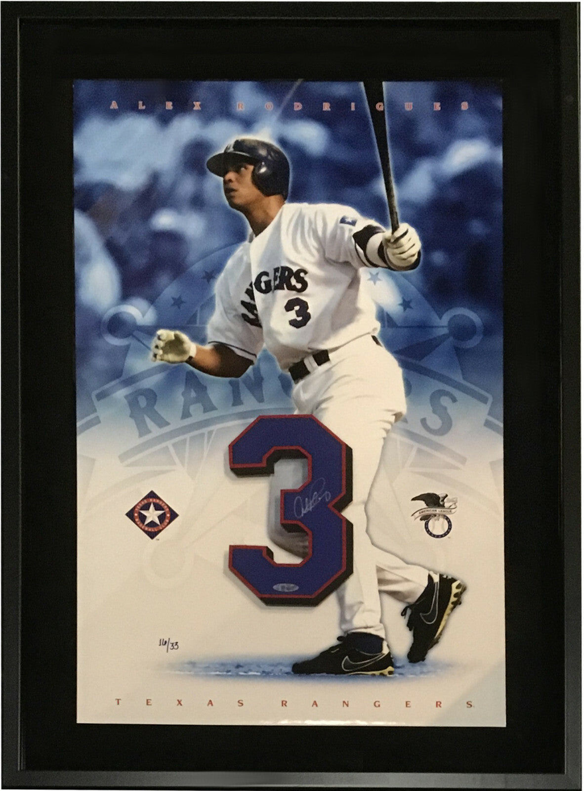 Alex Rodriguez Rangers signed #3 Jersey # photo framed autograph UDA COA Le /33