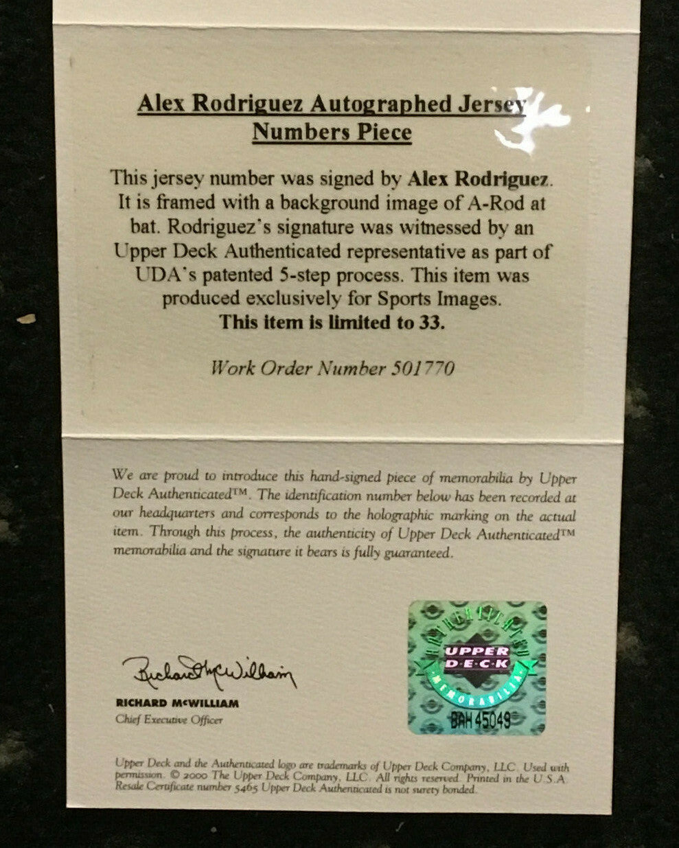 Alex Rodriguez Rangers signed #3 Jersey # photo framed autograph UDA COA Le /33