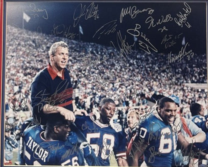 NY Giants 1990 Team Signed Super Bowl 16x20 Framed Photo 31 Auto Steiner Holo