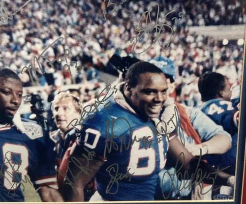 NY Giants 1990 Team Signed Super Bowl 16x20 Framed Photo 31 Auto Steiner Holo