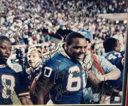 NY Giants 1990 Team Signed Super Bowl 16x20 Framed Photo 31 Auto Steiner Holo
