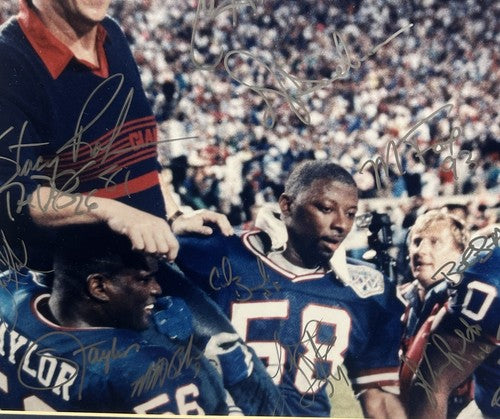 NY Giants 1990 Team Signed Super Bowl 16x20 Framed Photo 31 Auto Steiner Holo