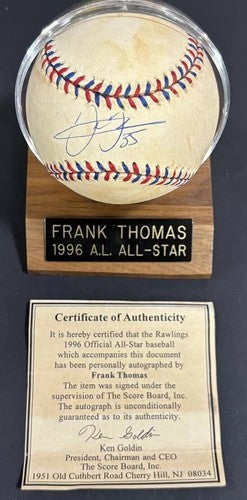 Frank Thomas Signed 1996 All Star Game Baseball W/Case Goldin COA White Sox Auto