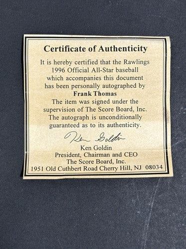 Frank Thomas Signed 1996 All Star Game Baseball W/Case Goldin COA White Sox Auto