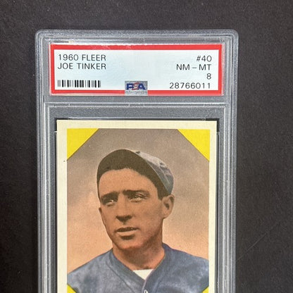 1960 Fleer Joe Tinker #40 PSA 8 NM - Mint Chicago Cubs HOF Razor Sharp