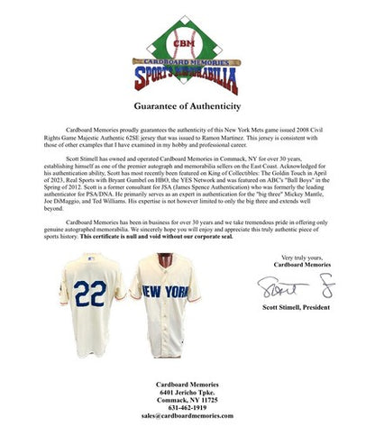 Ramon Martinez Game Issued Mets 2008 Civil Rights Game Majestic Authentic Jersey