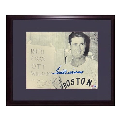 Ted Williams Signed 8x10 Framed 500 Home Run HR Photo MINT Auto Red Sox HOF PSA