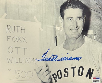 Ted Williams Signed 8x10 Framed 500 Home Run HR Photo MINT Auto Red Sox HOF PSA