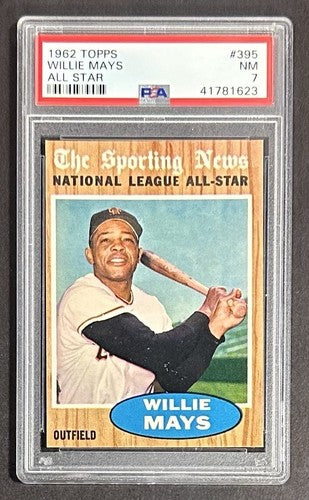 1962 Topps #395 Willie Mays All Star PSA 7 NM Near Mint Card SF Giants Sharp HOF