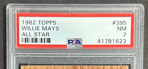 1962 Topps #395 Willie Mays All Star PSA 7 NM Near Mint Card SF Giants Sharp HOF
